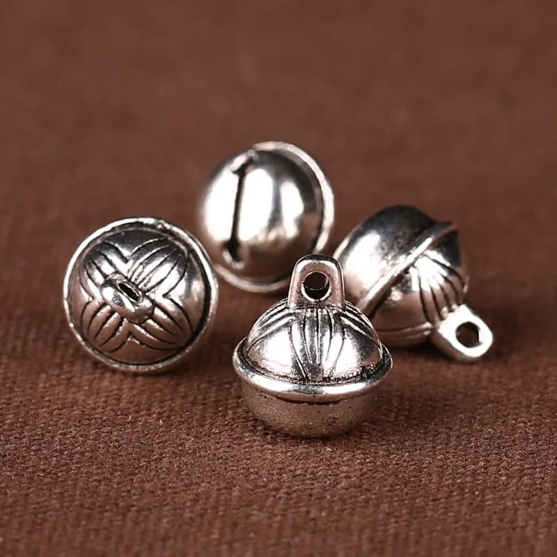 10PCS/Lot Ethnic Tibetan Silver Small Bells Charms Hanging Christmas Ornaments Decorations Party DIY Bracelet Accessories