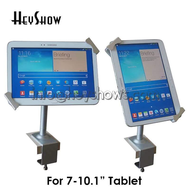 Supporto di sicurezza per iPad regolabile Supporto per display per tablet in metallo Ruota di 360 gradi Custodia per tablet con chiavi per 7-10,1"