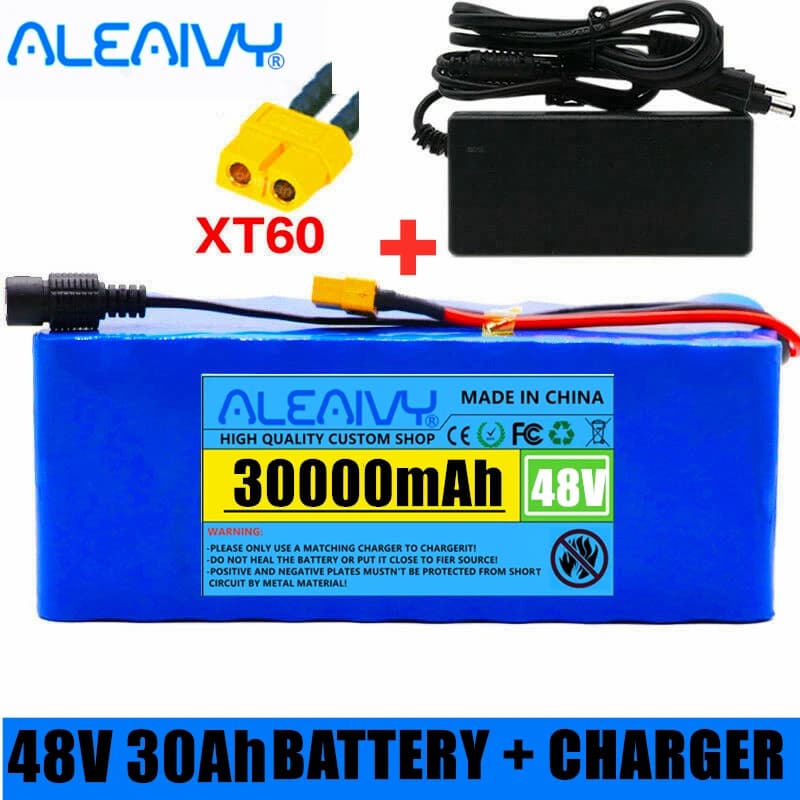 Power Bank ricaricabile agli ioni di litio 18650 ad alte prestazioni 48v 30Ah con BMS integrato 13S per e-bike 350W 500W 750W