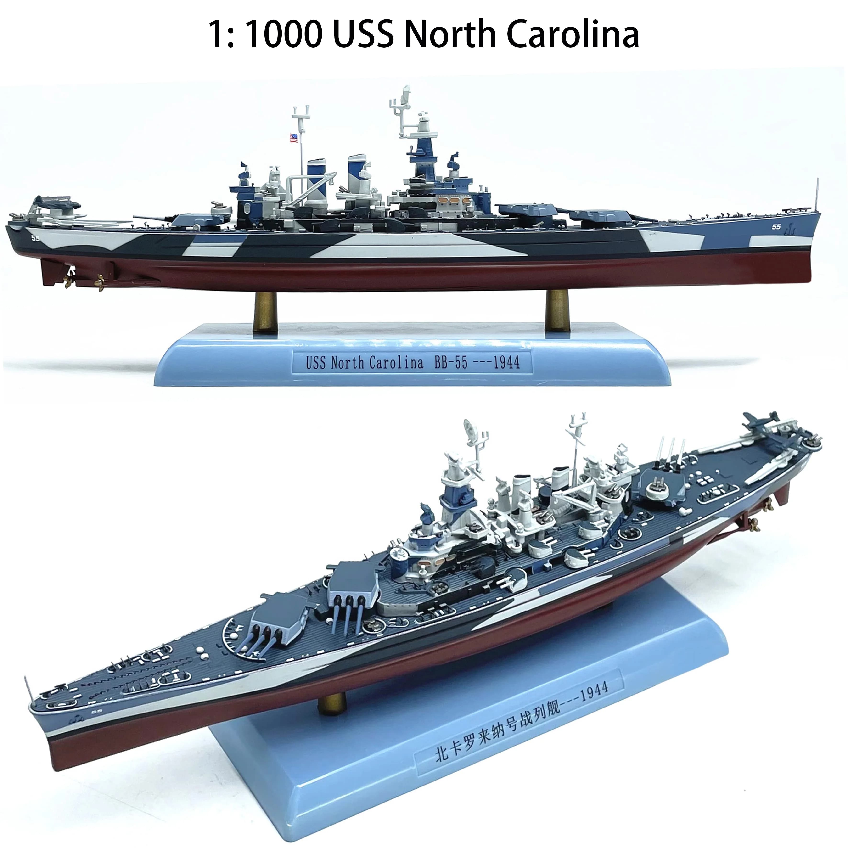 Fine 1:1000 USS North Carolina seconda guerra mondiale modello di nave da guerra lega pendolo statico 1944