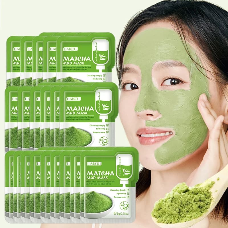 50 pcs LAIKOU Matcha Green Clay Mud face mask remove black points hydration night face packs smooth moisturizing mask for face