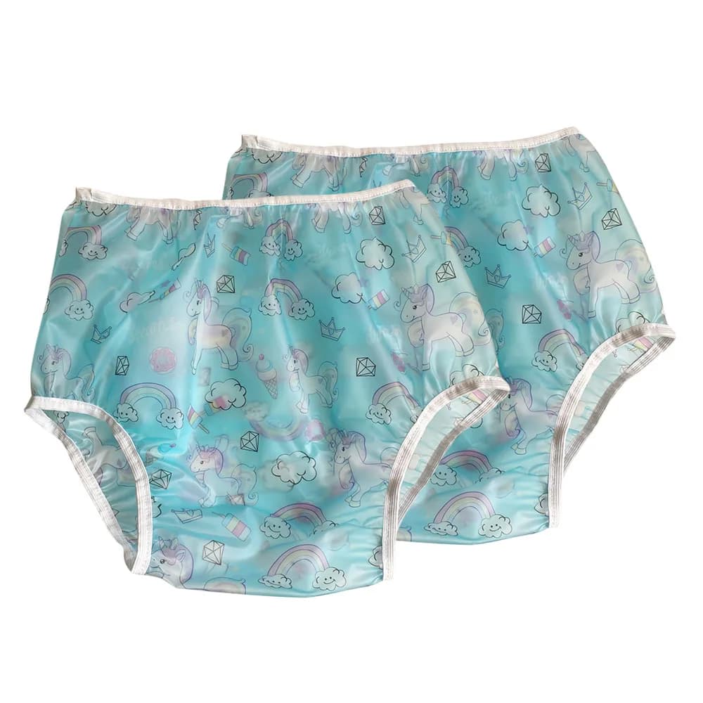 2 Packs Adult Baby Waterproof Pants- ABDL PVC Diaper Incontinence Pull-on TPU Plastic Pants