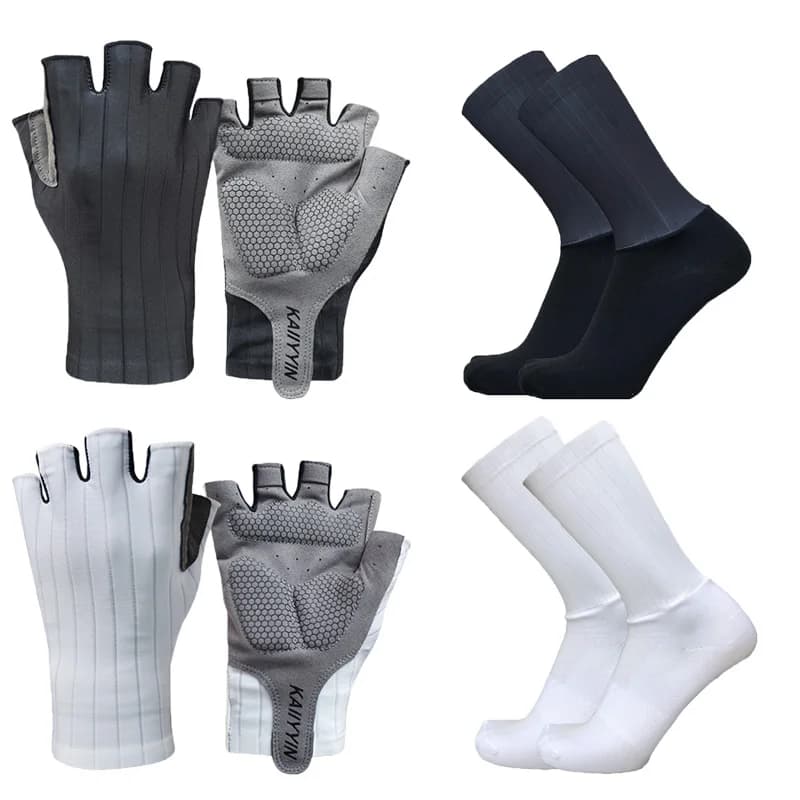 New Road Cycling Gloves Socks Combination Half Fins Men's Bicycle Sports Bike Gloves Aero Cycling Gloves