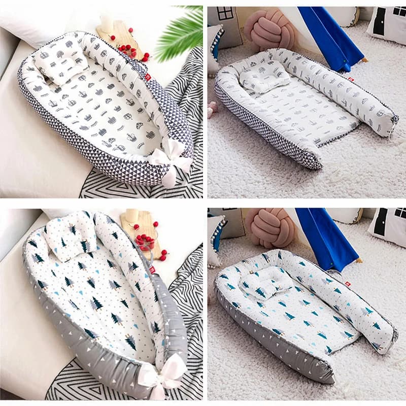 Culla per nido per bambini in cotone Culla per lettino Culla portatile Letto da viaggio Paraurti per culla con cuscino Culla portatile