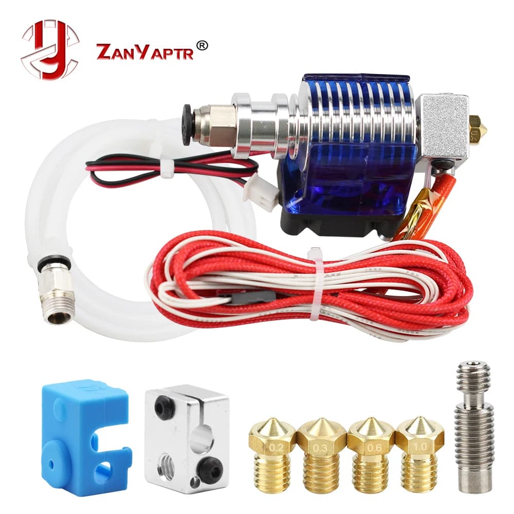 Stampante 3D J-head Hotend con ventola di raffreddamento singola per estrusore Wade con filamento Bowden 3D v6 da 1,75 mm/3,0 mm Ugello da 0,2 mm/0,3 mm/0,4 mm