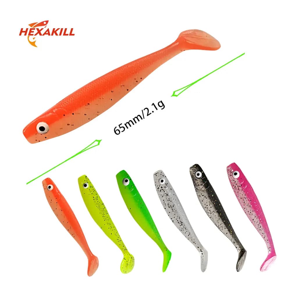 Hexakill 12 pezzi esche morbide 65mm 2.1g esca da pesca in gomma maschere da pesca in mare esche per basso Swimbait Wobblers attrezzatura artificiale