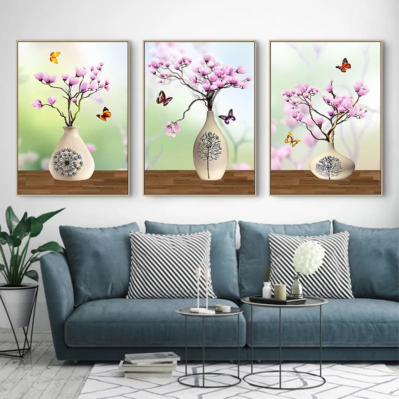 Modern Home Decoration Paintings on Canvas Nordic Vase Flower Posters and Prints Cuadros Wall Art Picture For Living Room Without Frame
