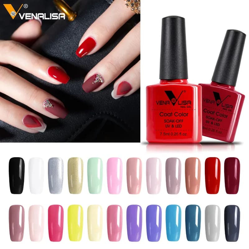 7.5ml * 6 pezzi Venalisa Set professionale per nail art Kit VIP Cappotto di base Abbigliamento lungo NoWipe Top Coat Smalto gel per unghie a colori a copertura totale