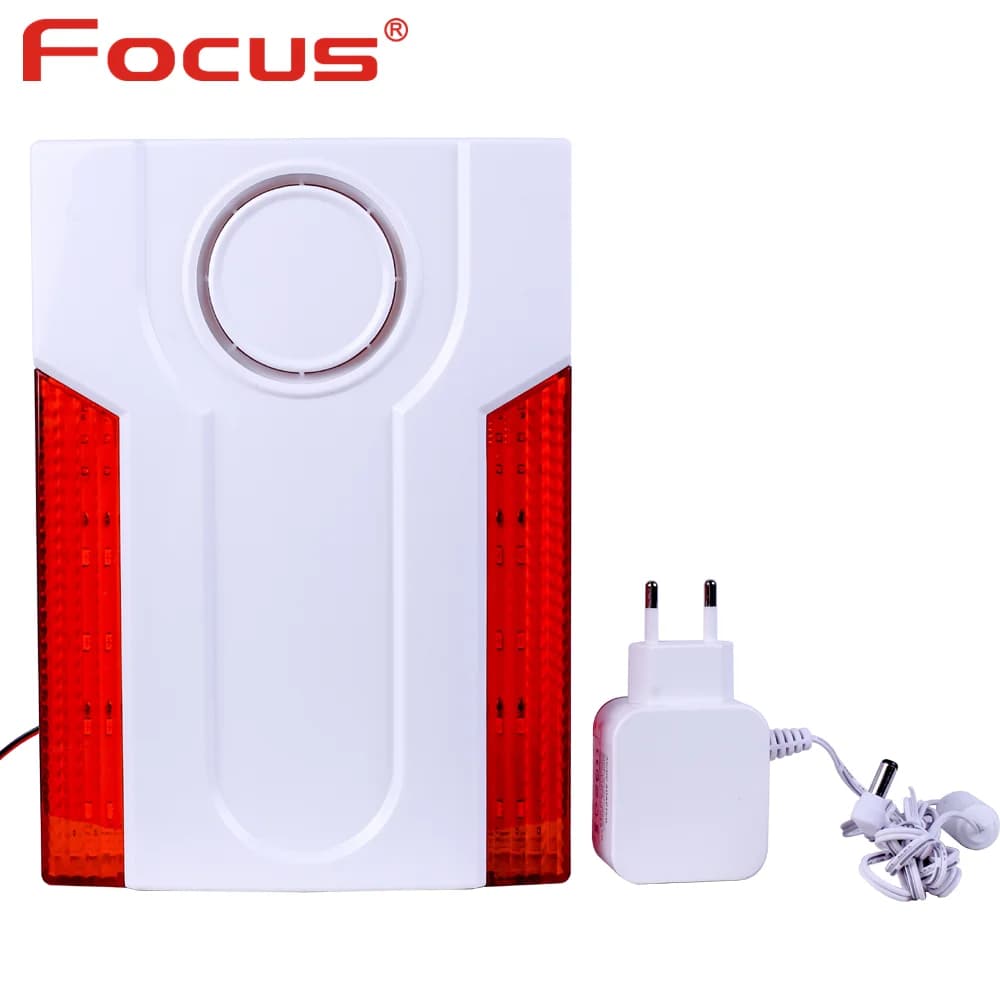 Sirena stroboscopica wireless da esterno Focus MD-334R con luce LED lampeggiante e suoni potenti da 110 dB per allontanare i ladri