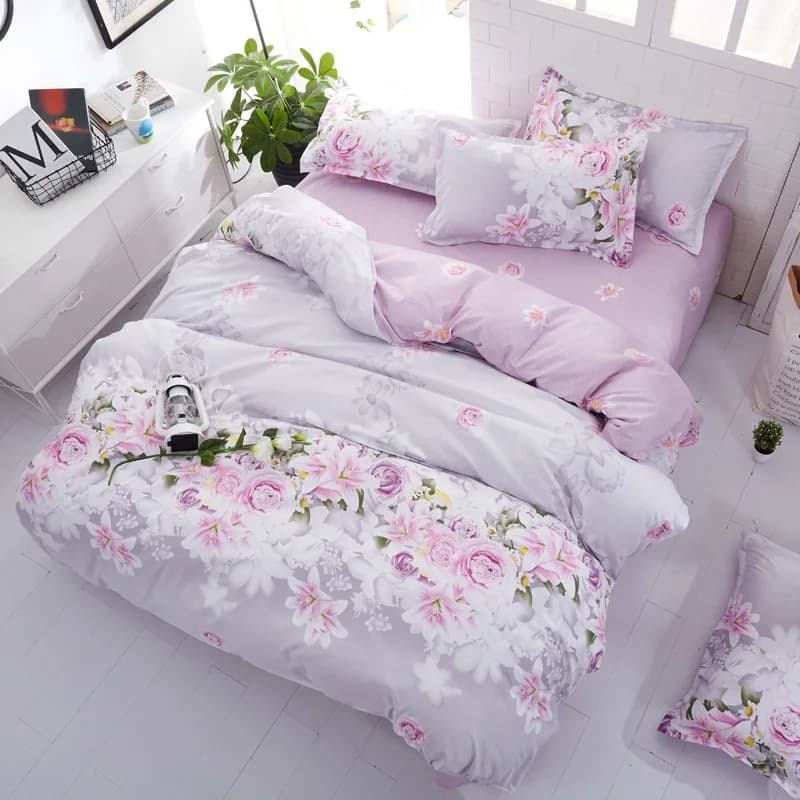 Flower Trapunte Bed Linen Set Simple Pink Bed Linen Bed Linen Interior Wall Panels Queen Bed Cover Bed And Federa King Size For Girls