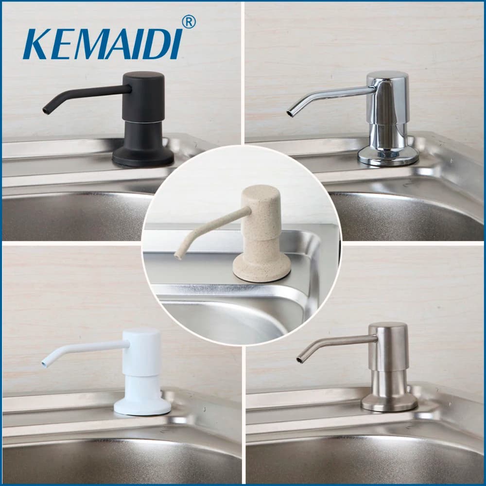 KEMAIDI Contemporanea Quattro Scelta del Bicromato di Potassio e Nichel Spazzolato Controsoffitto Liquido Pompa A Mano di Ricambio Lavello Della Cucina Dispenser di Sapone