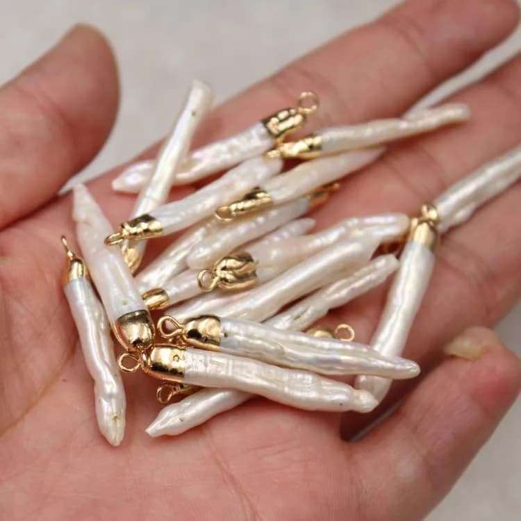1PC vero bianco naturale perla d'acqua dolce bastone irregolare barra lunga barocco perla pendolo fascino gioielli fai da te per orecchini