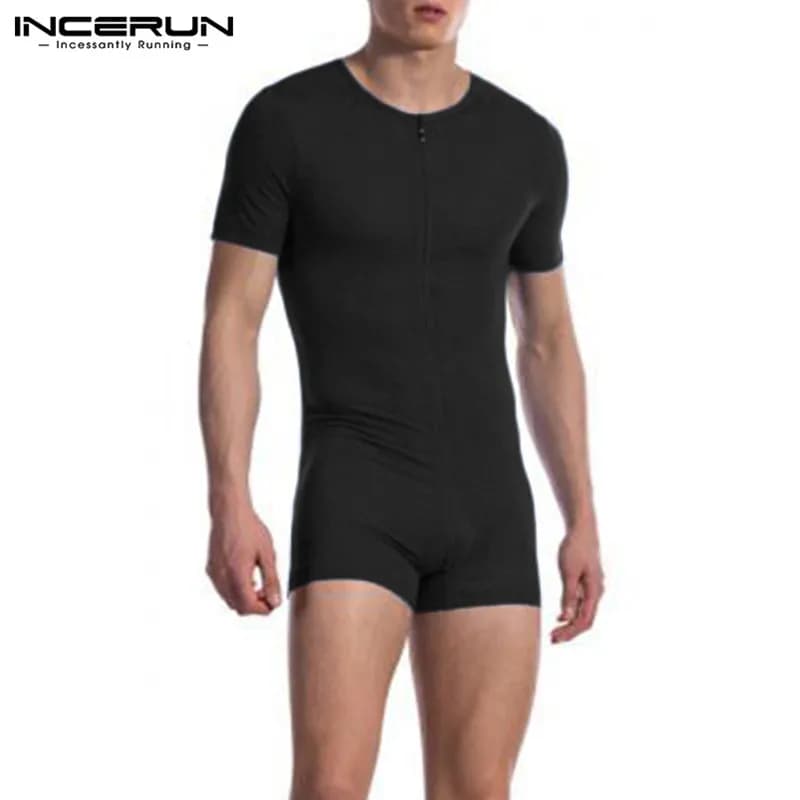INCERUN Men's pagliaccetti Solido Short sleeve V neck Fitness hinge For leisure Homewear Dressing suit 2023 Night suit