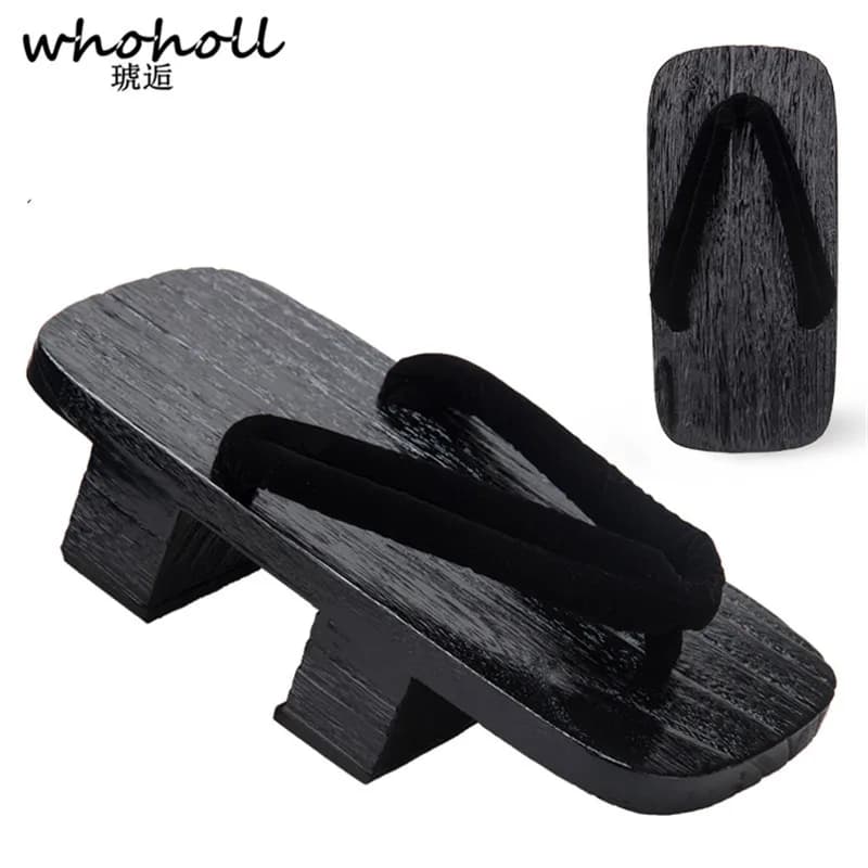 Whoholl Jiraiya Cosplay Japanese Kimono Geta Clogs Man Women Unisex Sandals Wooden Shoestwo-toothed High Cos Couple Shoes