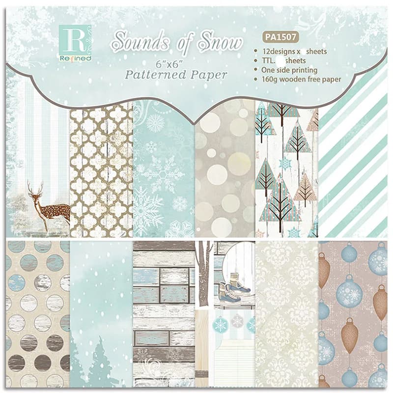 KLJUYP 24 Sheets Sounds Of Snow Scrapbooking Pads Paper Origami Art Background Paper Card Making DIY Scrapbook Paper Craft