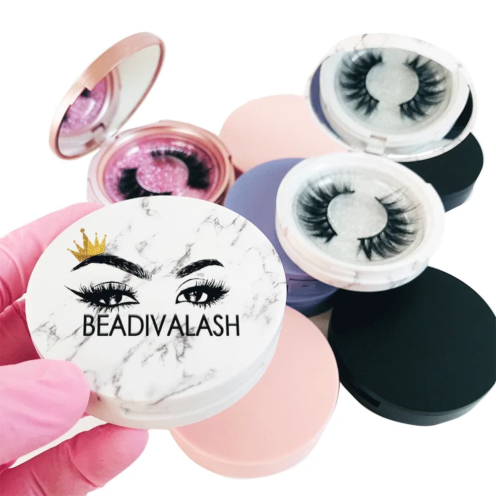 Wholesale Round Eyelash Packing Box Eyelashes Box With Mirror 8-20mm Eyelash Packing Box