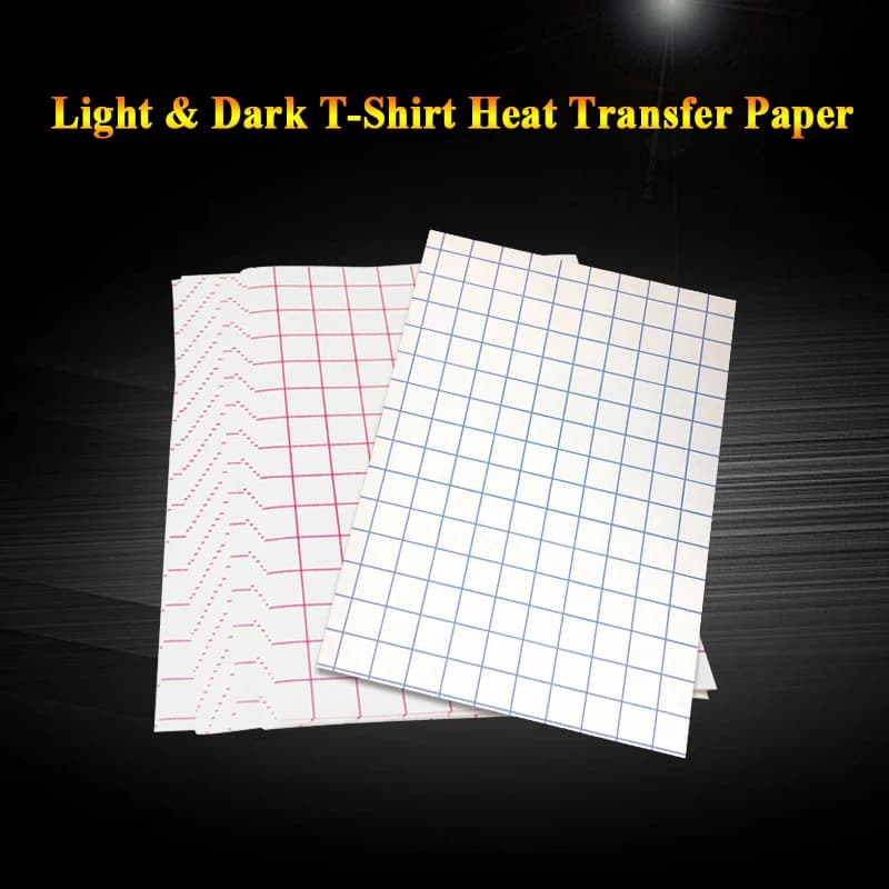 T-shirt A4 per sublimazione, trasferimento di calore, carta fotografica, foglio di trasferimento in tessuto nero scuro chiaro per indumenti in cotone