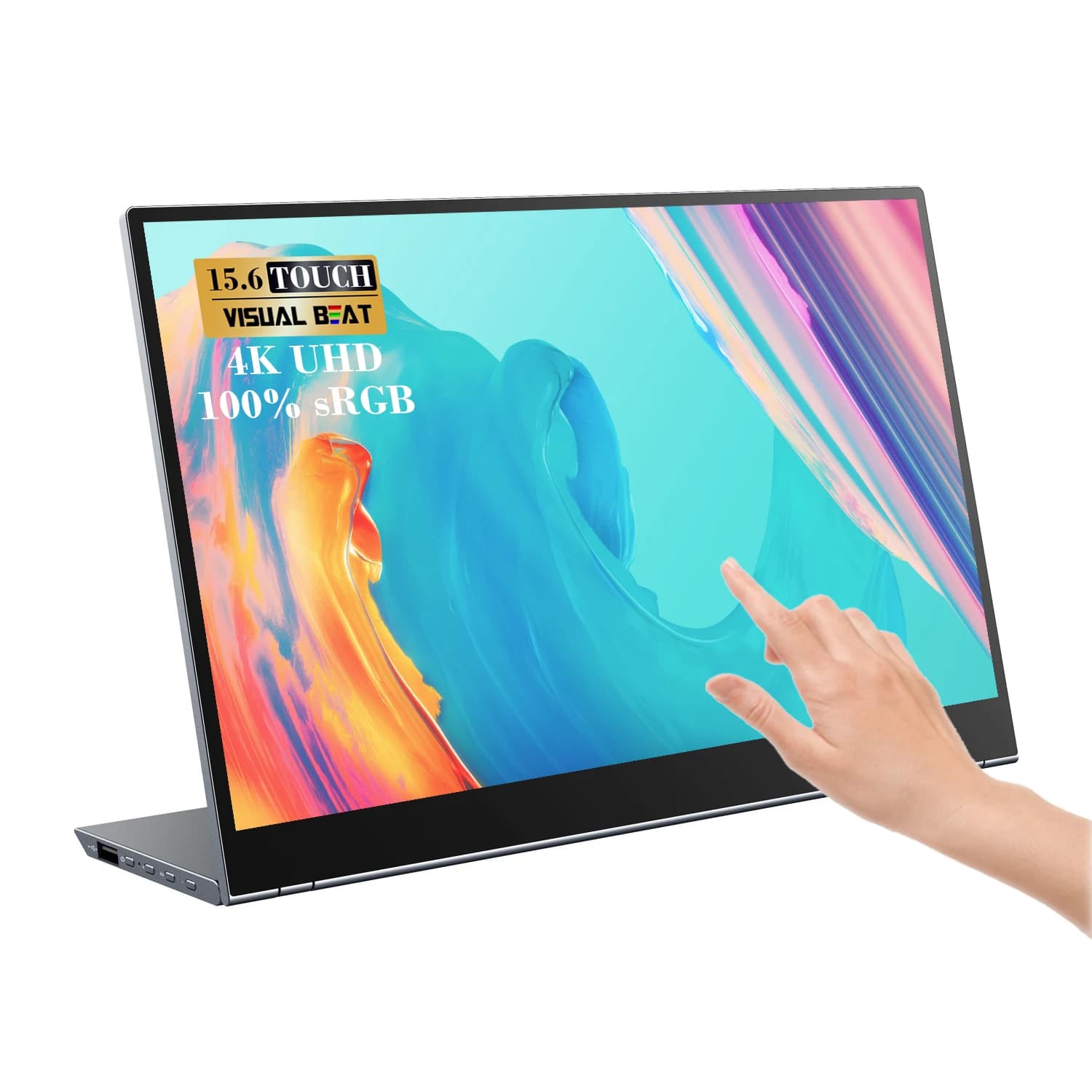 Monitor Portatile Touchscreen 15.6'' 4K UHD IPS con USB-C HDMI, Display Esterno con Supporto in Lega di Alluminio per Laptop PC Telefono
