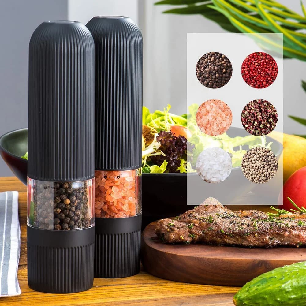 Set macina sale e pepe elettrico Batteria senza fili Macinapepe elettrico Agitatori automatici per spezie Utensile da cucina per macchina in acciaio