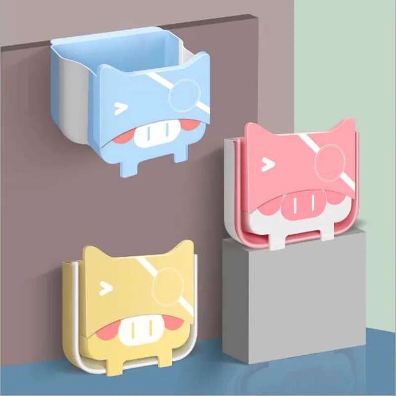 Bidone della spazzatura pieghevole Kawaii da 4 litri, cucina, auto, bagno, WC, porta di stoccaggio dei rifiuti, pattumiera sospesa