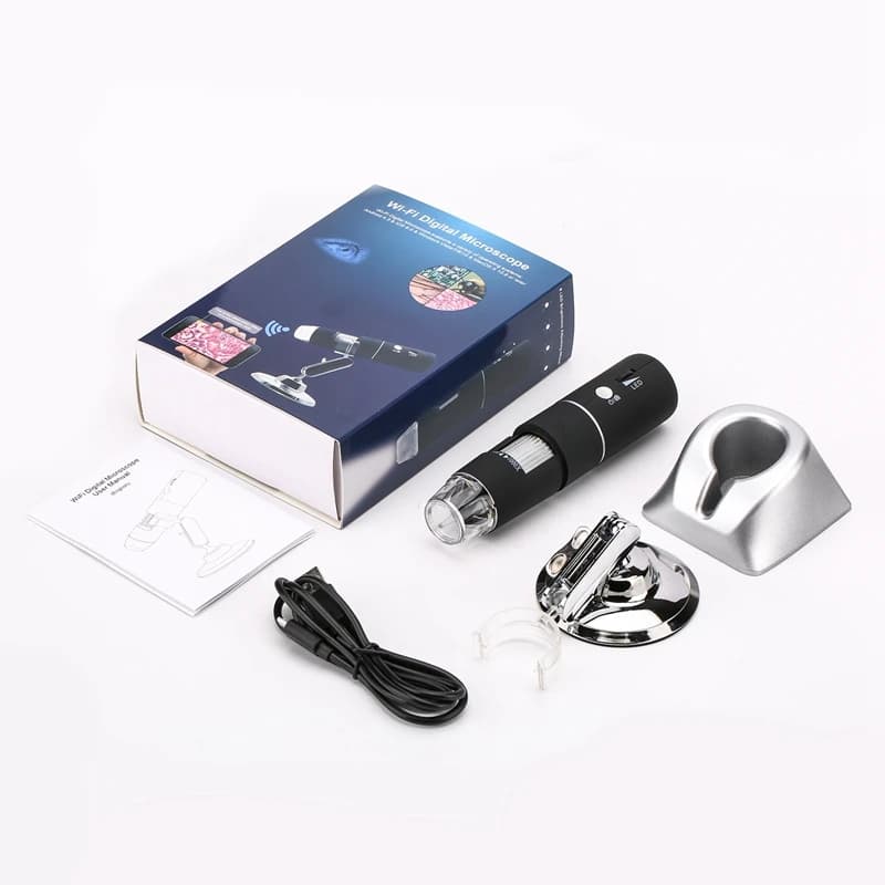 Microscopio USB digitale WiFi 2in1 1000x 8 LED 1080P Lente d'ingrandimento Fotocamera per Android IOS iPhone iPad Industria elettronica Base metallica