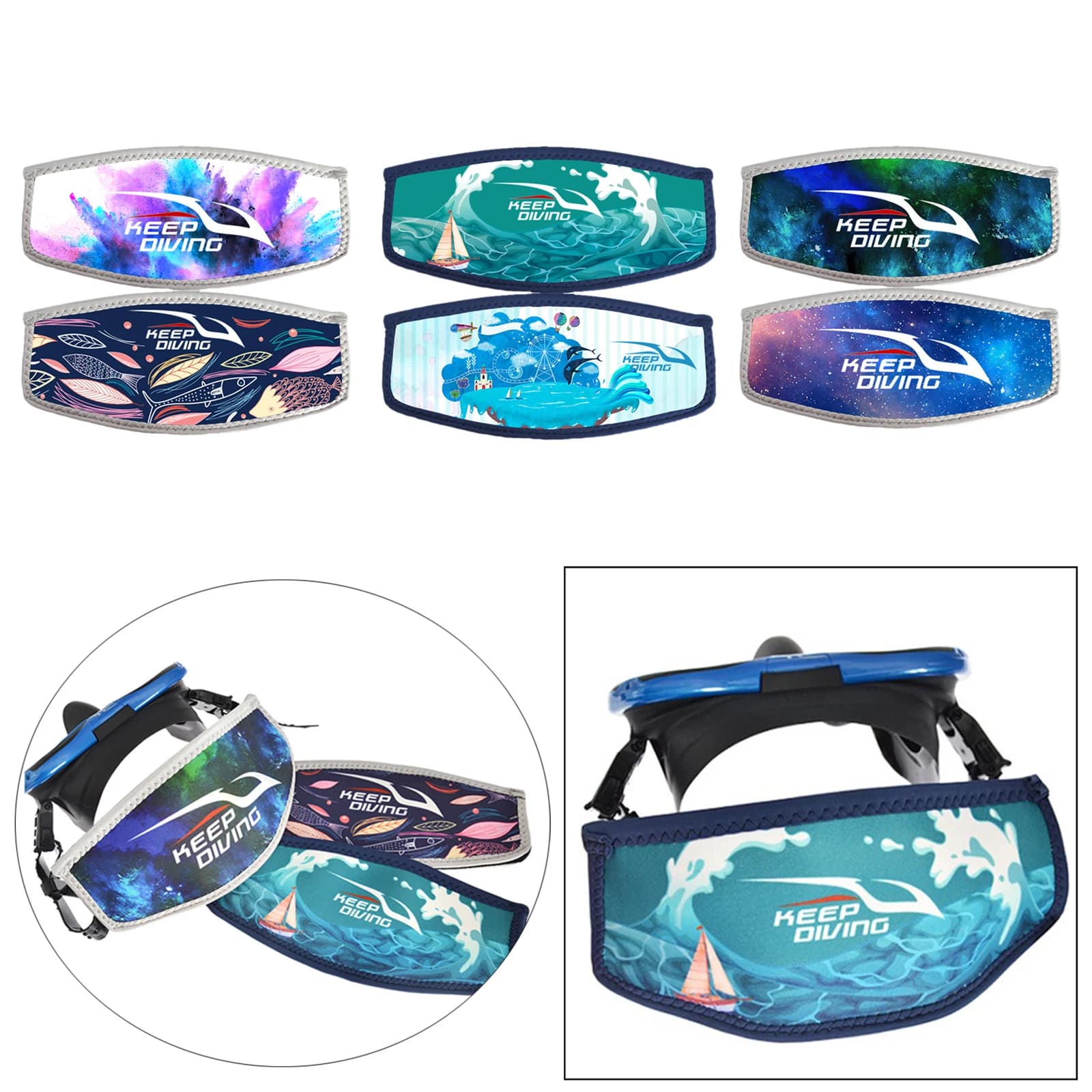 Cover mask straps for underbelt for back of head Snap belts Long hair band protects Snorkeling equipment accessories
