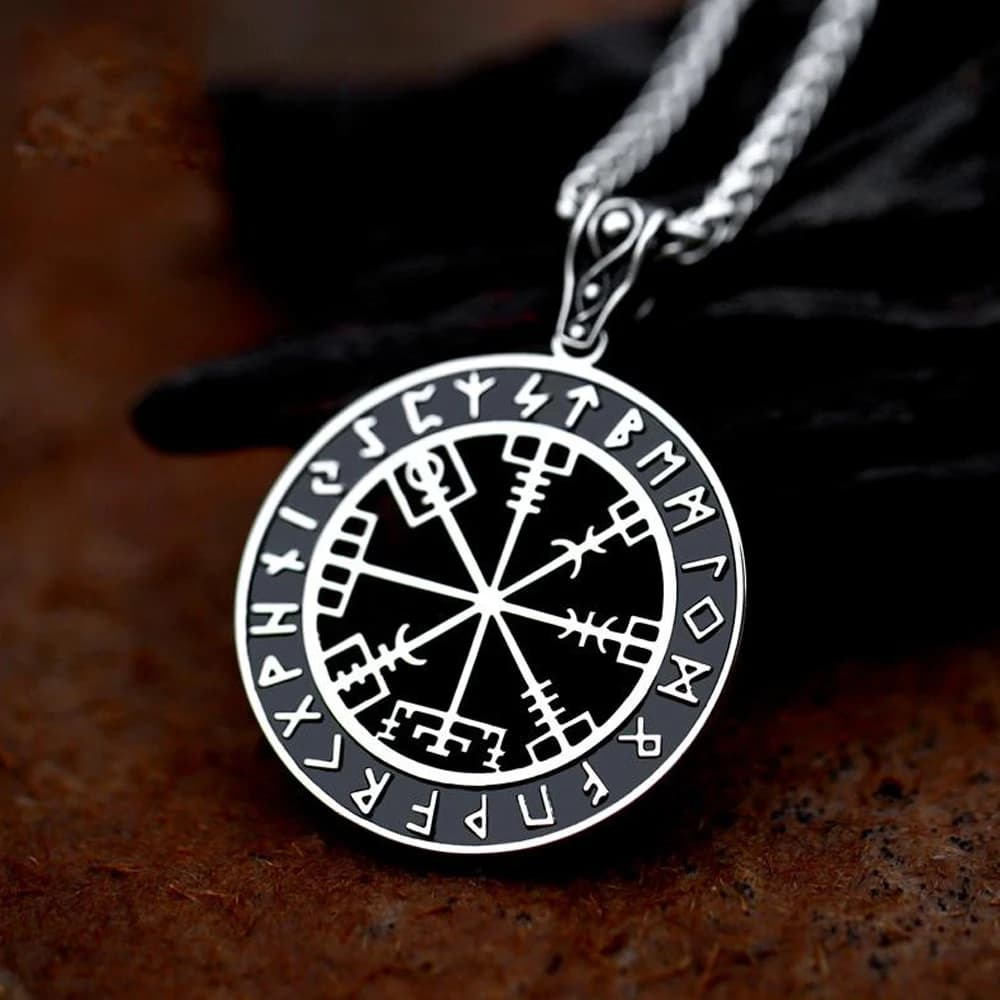 Vintage Viking acciaio inossidabile Viking bussola collana ciondolo uomo catene Biker Nordic Odin Rune ciondolo amuleto gioielli regalo