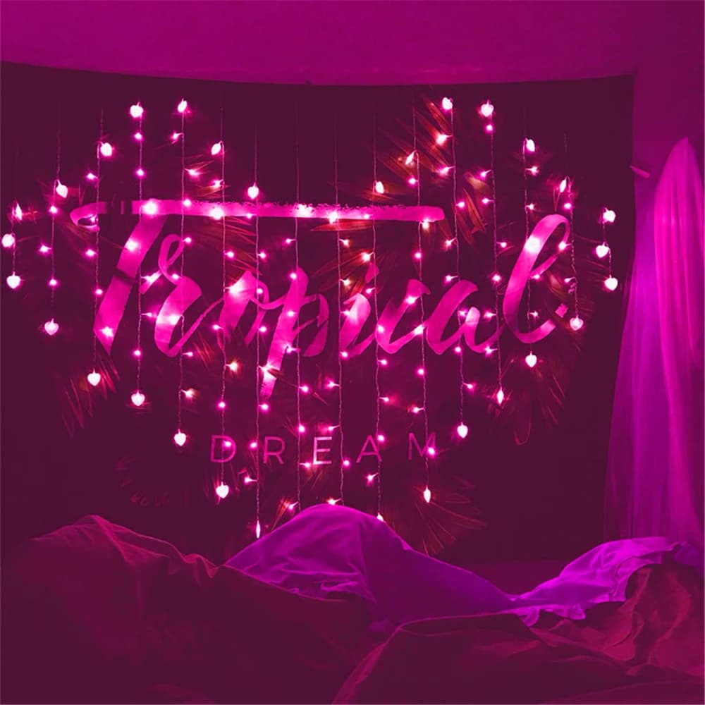 Ghirlanda di tende per finestre Led tenda per tende con cuore farfalla foto Clip ornamento san valentino matrimonio camera da letto decorazioni per la casa 2m x 1.5m