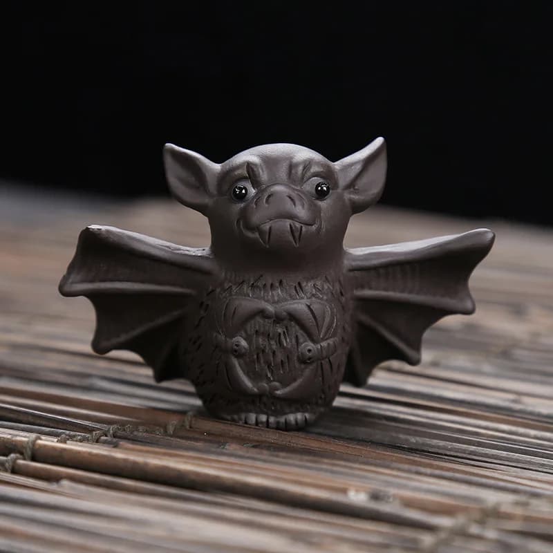 Loveliness Bat Puer Tea Pet Zisha Tea Accessories Ceramic Animal Figurines Household Office Porcelain Decoration Play Tea Toy