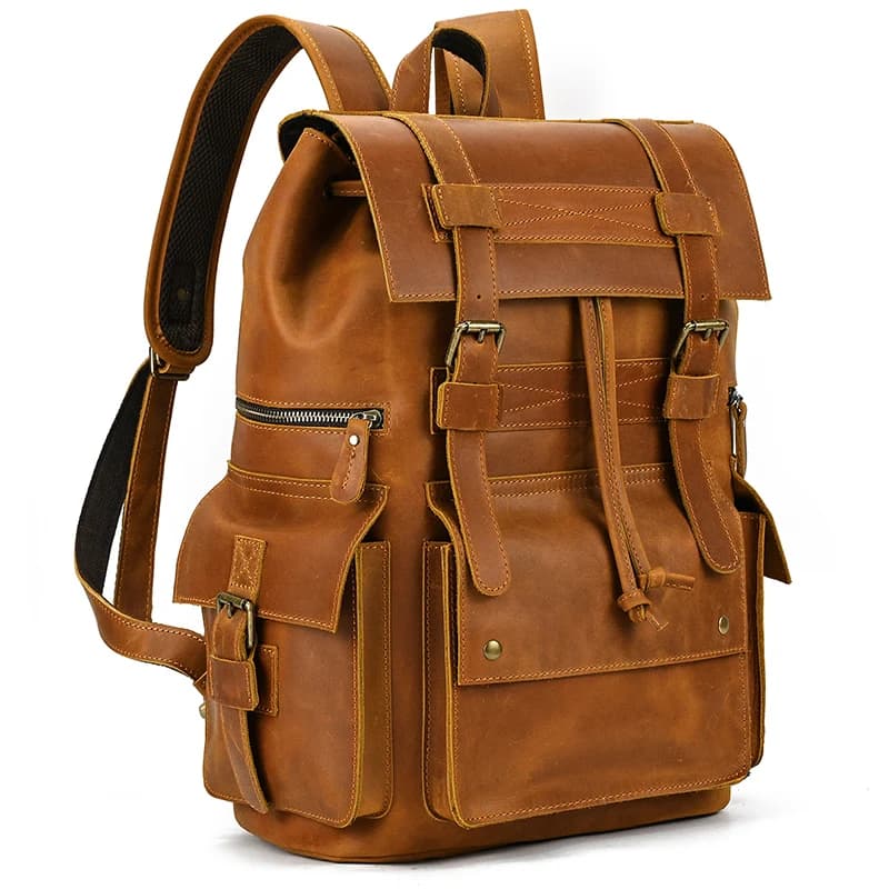 Nuovi arrivi zaino in pelle uomo di lusso borsa da viaggio in vera pelle di vitello uomo zaino vintage da uomo borsa da scuola per laptop da 17 pollici zainetto da uomo