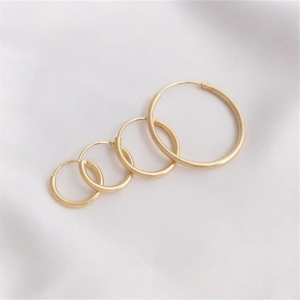 14K Gold Plated Slim Temperament Earring Hoop & Buckle DIY Handmade Earrings