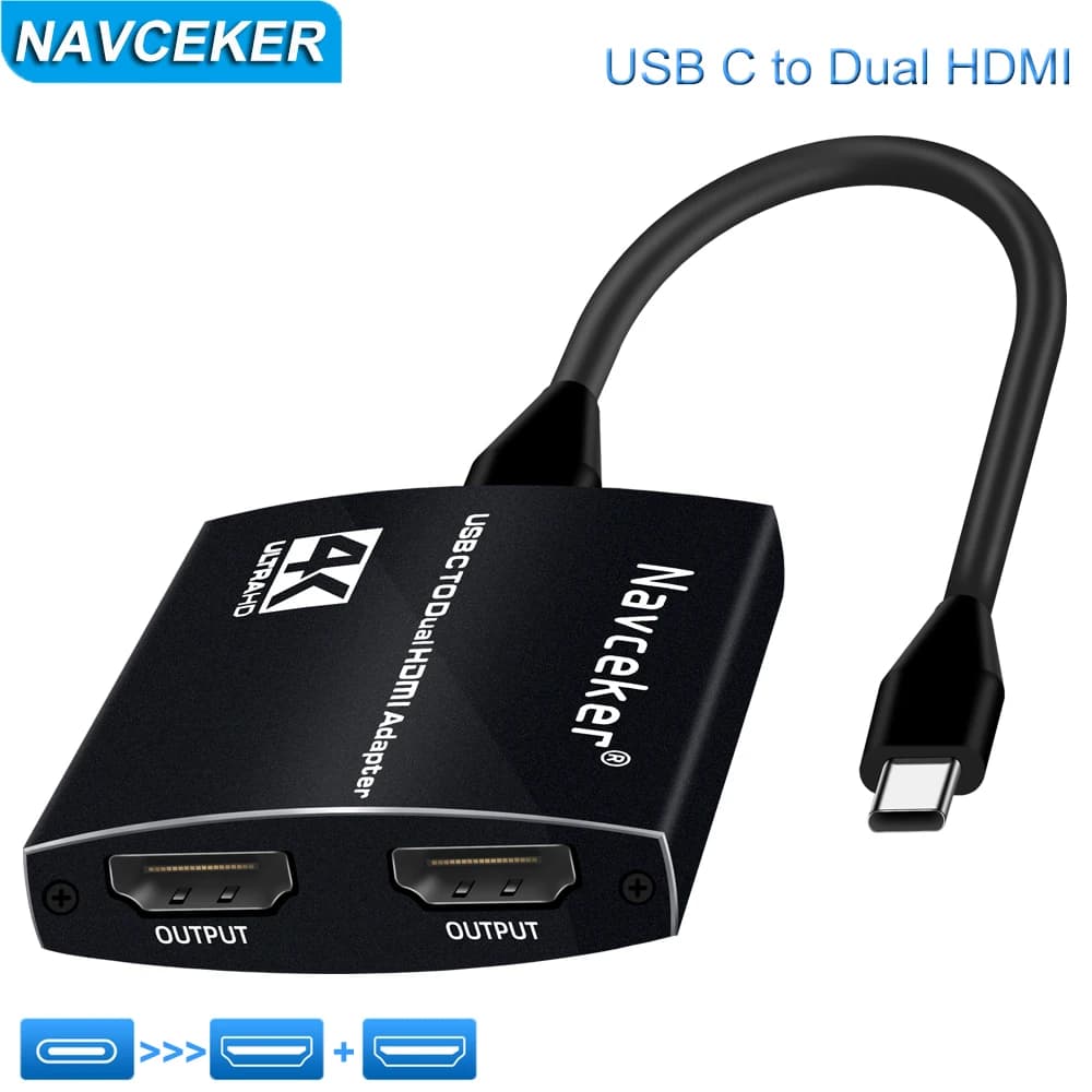 USB C a 2 HDMI Dual 4K display adattatore AV digitale per MacBook Pro 2020-2016, Mac Air/iPad Pro, Dell XPS 13/15,Surface Pro 7/Go