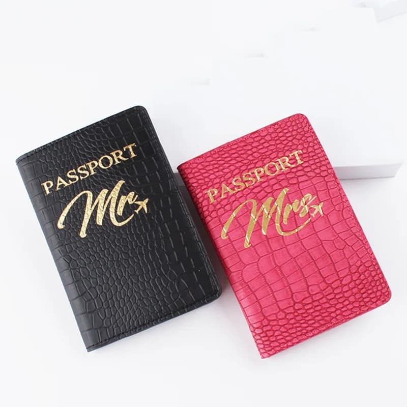 Nuovo Mr & Mrs modello coccodrillo mappa copertina per passaporto lettera donna uomo viaggio matrimonio porta passaporto custodia da viaggio