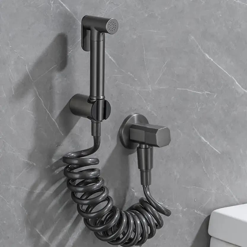 Bidet spruzzatore rubinetti miscelatore Gunmetal grigio singolo freddo wc valvola ad angolo palmare igienico soffione doccia lavaggio Pet aerografo rubinetti
