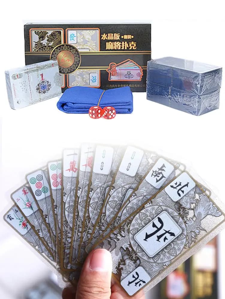 148 Piece-Cards Crystal Mahjong Set Waterproof Lightweight Poker Playing Card Suit For Mahjong Lovers And Beginners