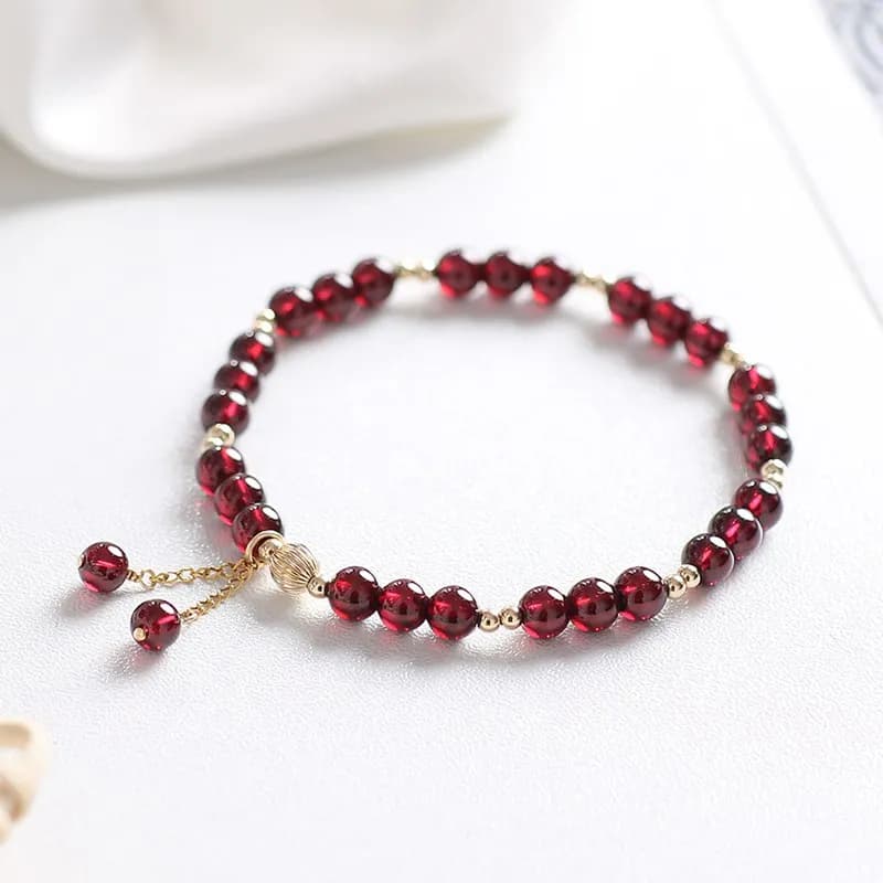 Braccialetti Sottili Ruifan con Perline di Cristallo di Granato Naturale Placcati in Oro 14k per Donne e Ragazze, Gioielli Raffinati - Sito Ufficiale
