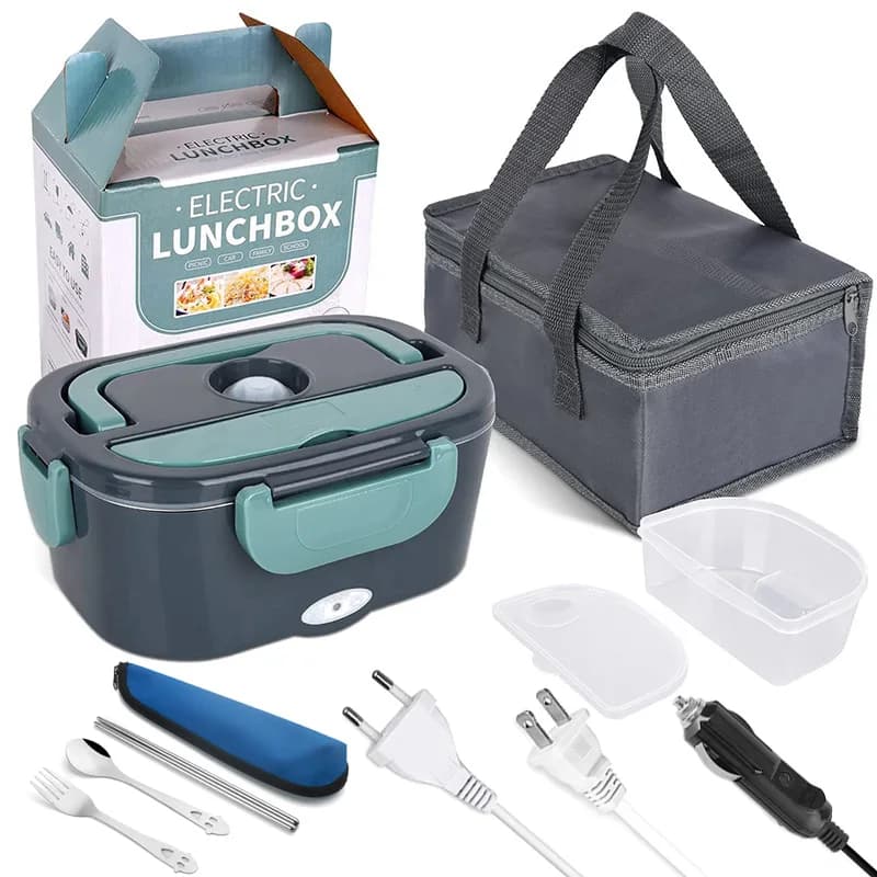 2 in1 Home Car Lunch Box elettrico Riscaldamento alimentare in acciaio inossidabile Bento Box 12V 24V 110V 220V Set di contenitori scaldavivande riscaldati per alimenti