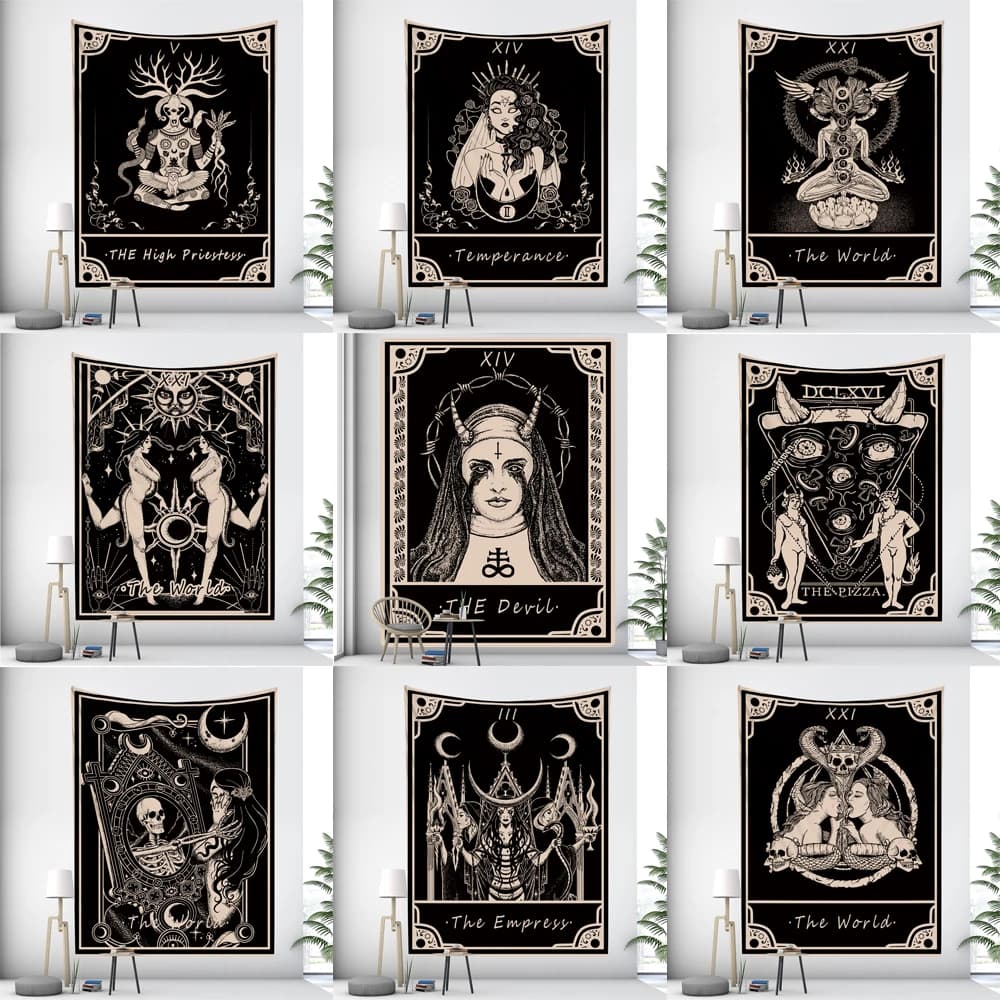 March goddess tarot paper witchcraft home decoration tape hippie decoration boema scene psychedelic hanging wall yoga mat