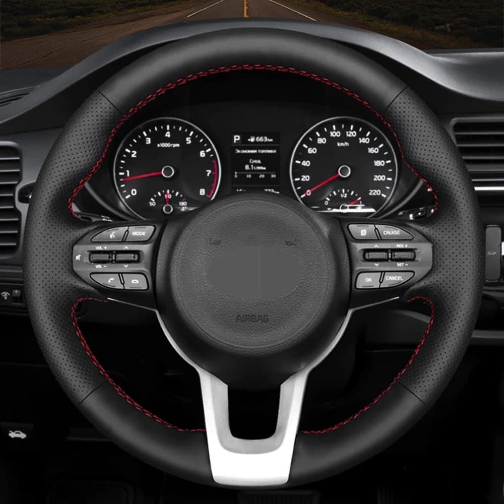 FAI DA TE Nero Indossabile Ecopelle Accessori Auto Coprivolante Per Kia Rio K2 Picanto Morning 2017 2018 2019 Rio5 2019