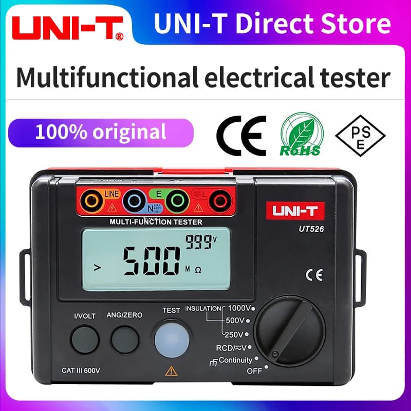 UNI-T UT526 Misuratore elettrico digitale multifunzione Misuratore di resistenza di terra Tester di isolamento elettrico Misuratore di resistenza di terra