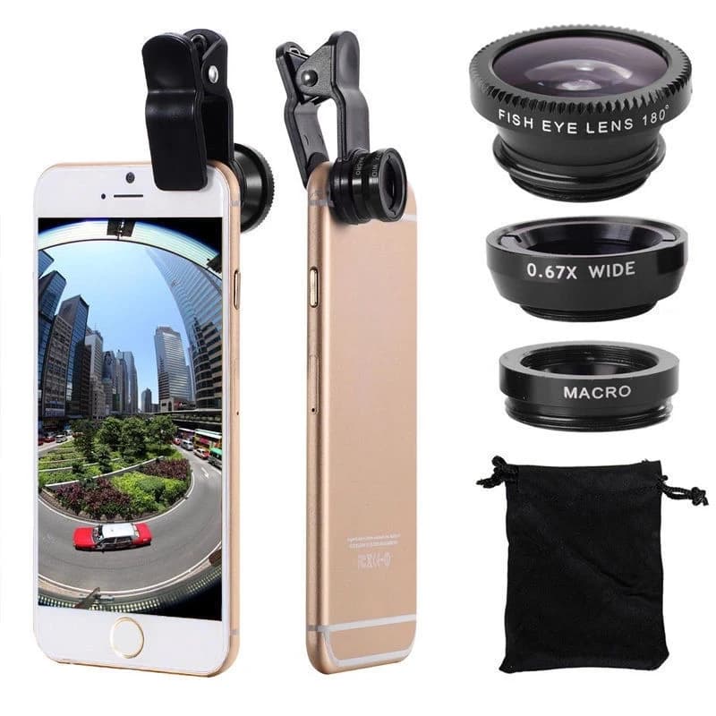 Universale 3 In 1 Fish Eye Lens grandangolo Macro Smartphone obiettivo Fisheye Zoom per Iphone Samsung Xiaomi obiettivo per fotocamera cellulare