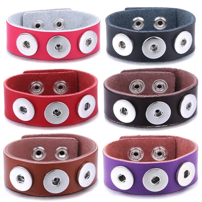 Nuovi gioielli a scatto fatti a mano in pelle intrecciata a 3 bottoni con cinturino a scatto braccialetti misura 18mm bottone a pressione braccialetto di fascino allo zenzero fai da te