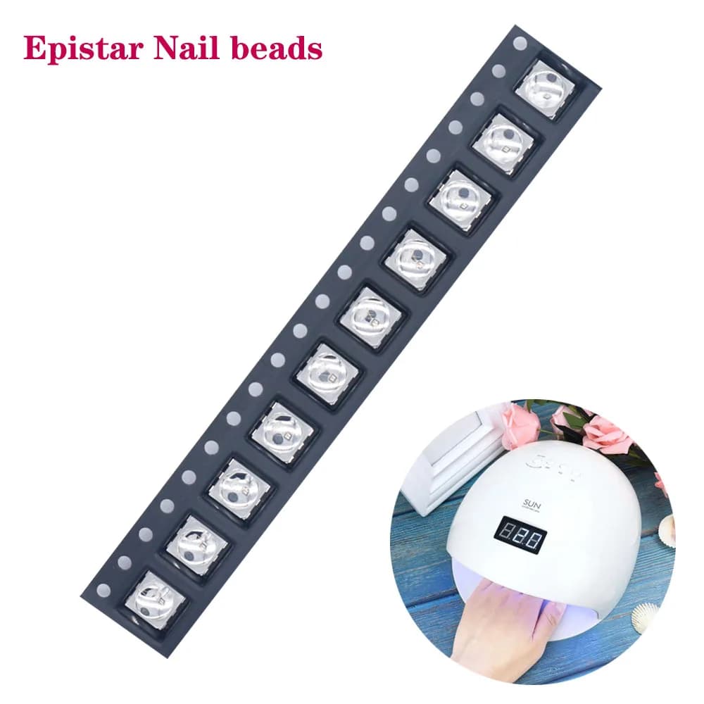 EpistarA 10 pezzi molto UV LED perlina lampada per unghie SMD 5050 5051 5054 lampada a LED 365 405NM diodi a LED per la riparazione di perline lampada per asciugatura unghie