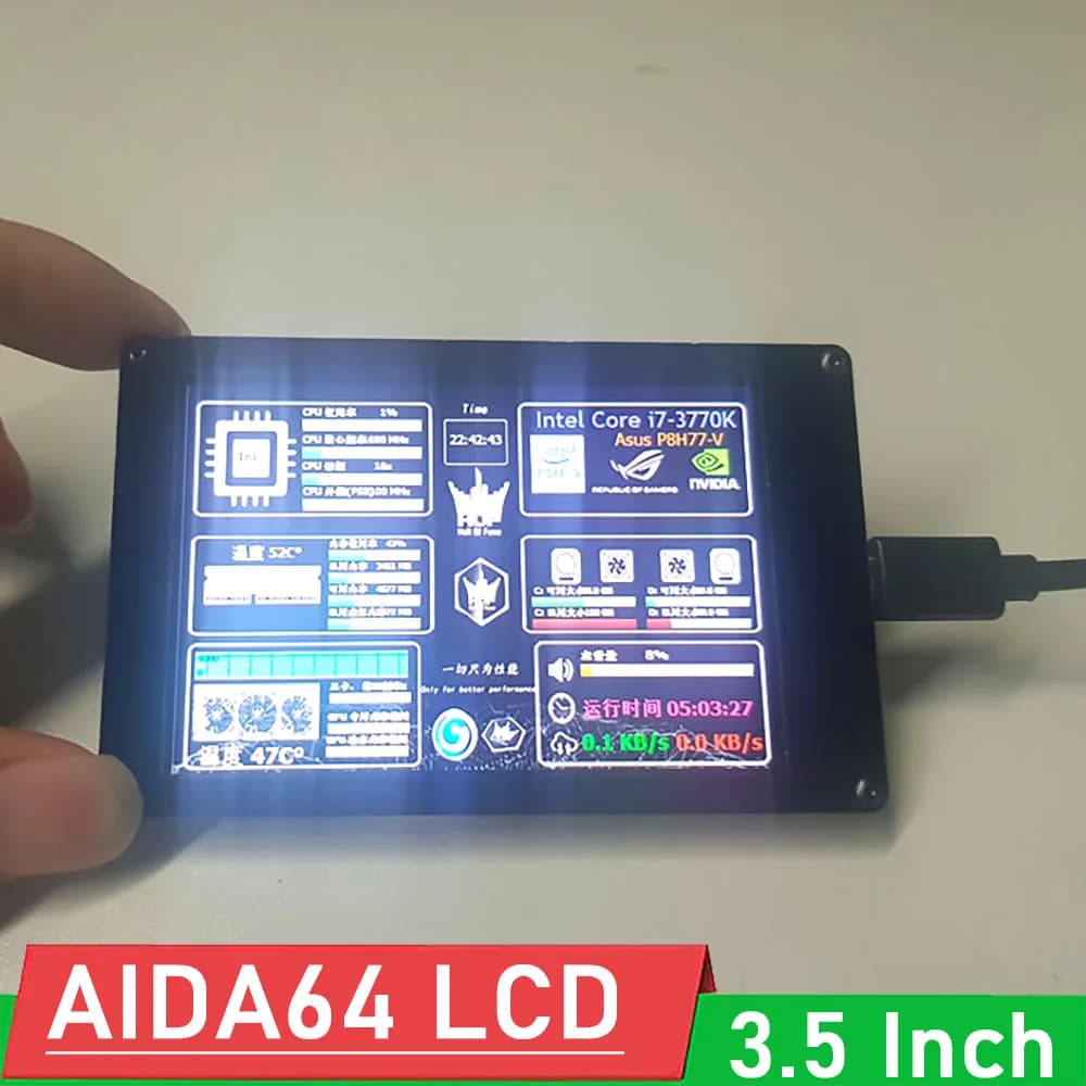 USB2LCD AIDA64 schermo di visualizzazione del telaio Display LCD IPS da 3.5 pollici Display USB schermo secondario per Computer Raspberry Pi