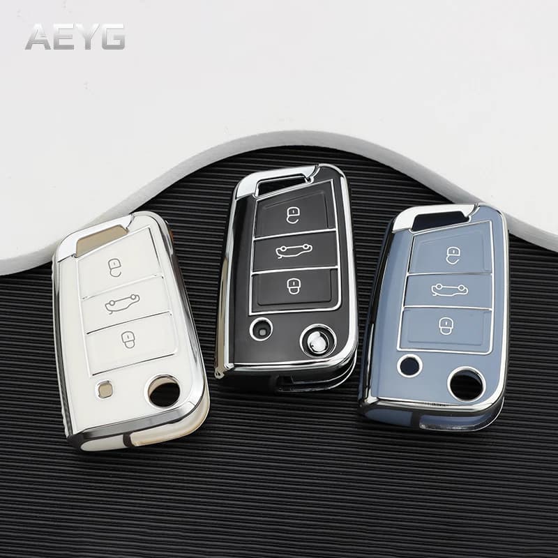 Fashion TPU Car Key Case Full Cover Fob per VW Volkswagen Golf 7 MK7 Tiguan MK2 per SEAT Ateca Leon FR 2 Ibiza per Skoda Octavia