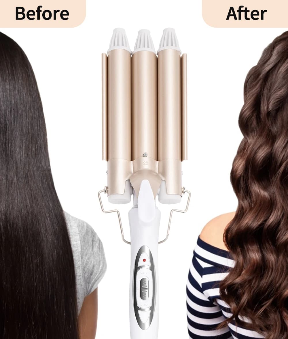 Professional Ceramic Triple Cylinder Sprinkler Iron, Electric Hair Styler, Hair Ribbon Tool