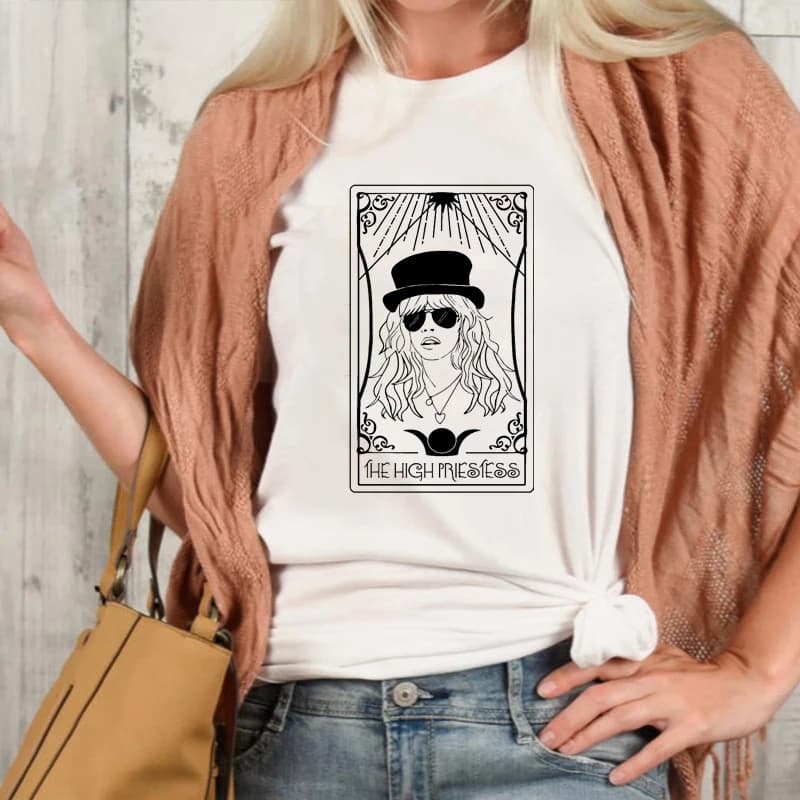The High Priestess Tarot Card t-Shirt Casual donna manica corta Tumblr Hipster Witch Top Tee Shirt