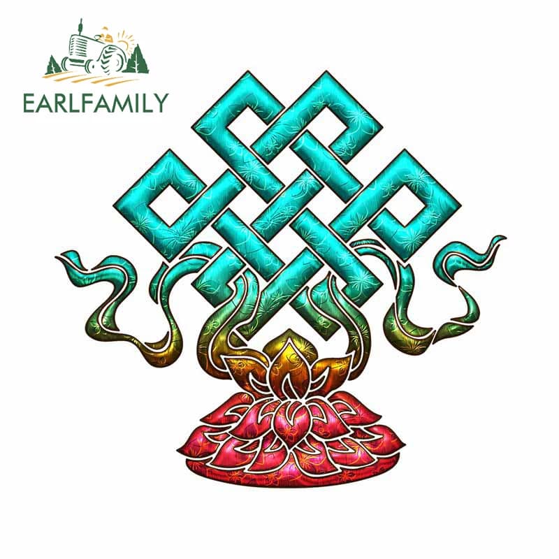 EARLFAMILY 13cm for infinity Tibetan knot Lotus Buddhist Self Windscreen Sticker for Auto bumper waterproof sun protection