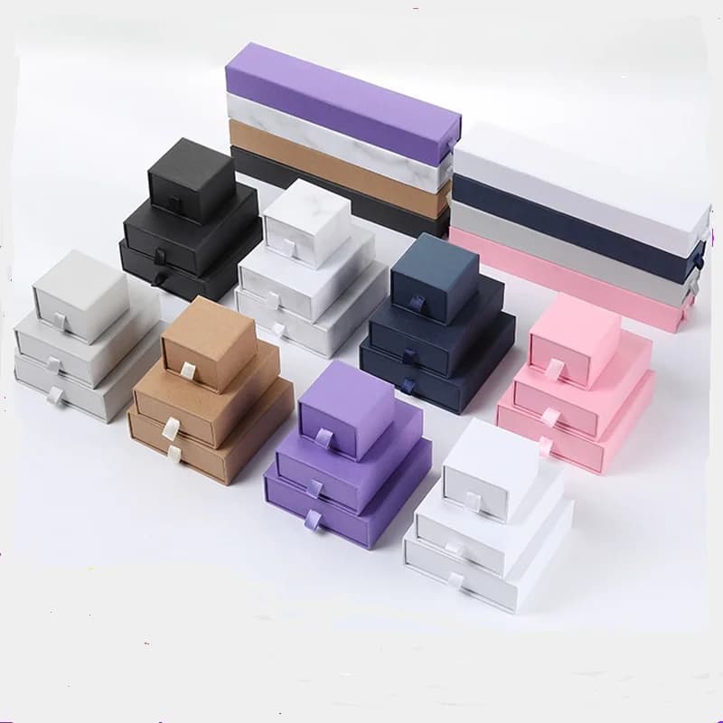 New Arrive Pull-out Colorful Cardboard Paper Jewelry Packaging Gift Box For Necklace Ring Bracelet Earrings Storage Case Boxes