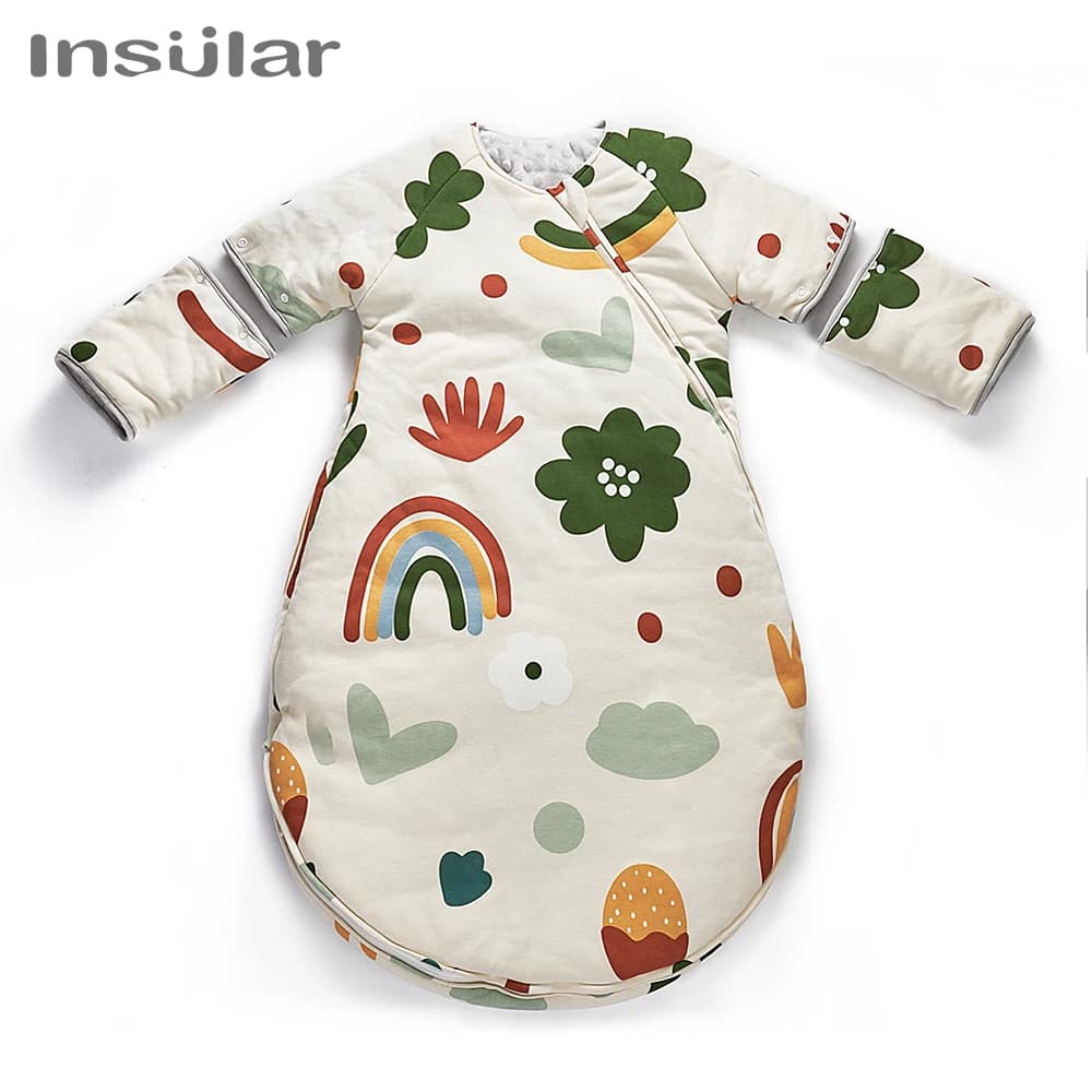 Sacco a pelo per bambini busta passeggino Swaddle Footmuff inverno caldo bambini sacchi a pelo con cerniera manica staccabile coperta indossabile